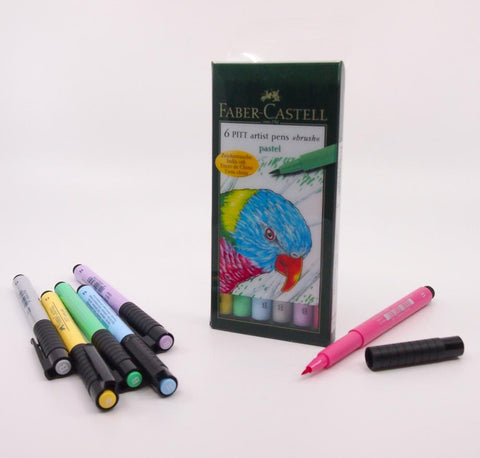 Faber Castell brush pens Pitt, 6 colores pastel